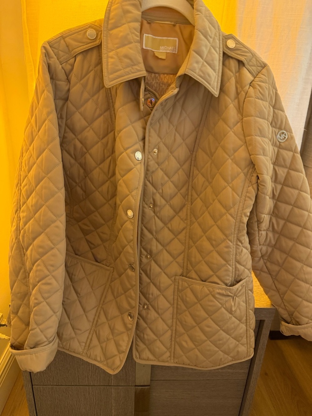 Michael Kors Quilted Tan Puffer Jacket - Diamond Stitch